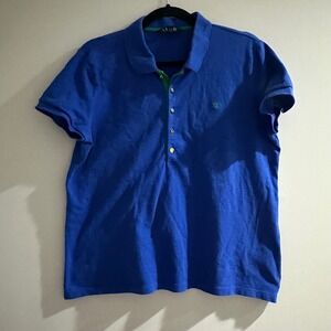 Lauren Ralph Lauren Royal Blue Polo Shirt RL Logo Gold Buttons XL Monogram LRL
